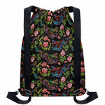 Chinese Dragon Flower Pattern Print Drawstring Backpack
