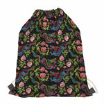Chinese Dragon Flower Pattern Print Drawstring Bag