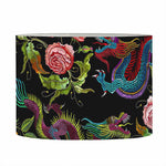 Chinese Dragon Flower Pattern Print Drum Lamp Shade