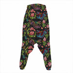 Chinese Dragon Flower Pattern Print Hammer Pants