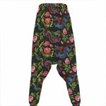 Chinese Dragon Flower Pattern Print Hammer Pants