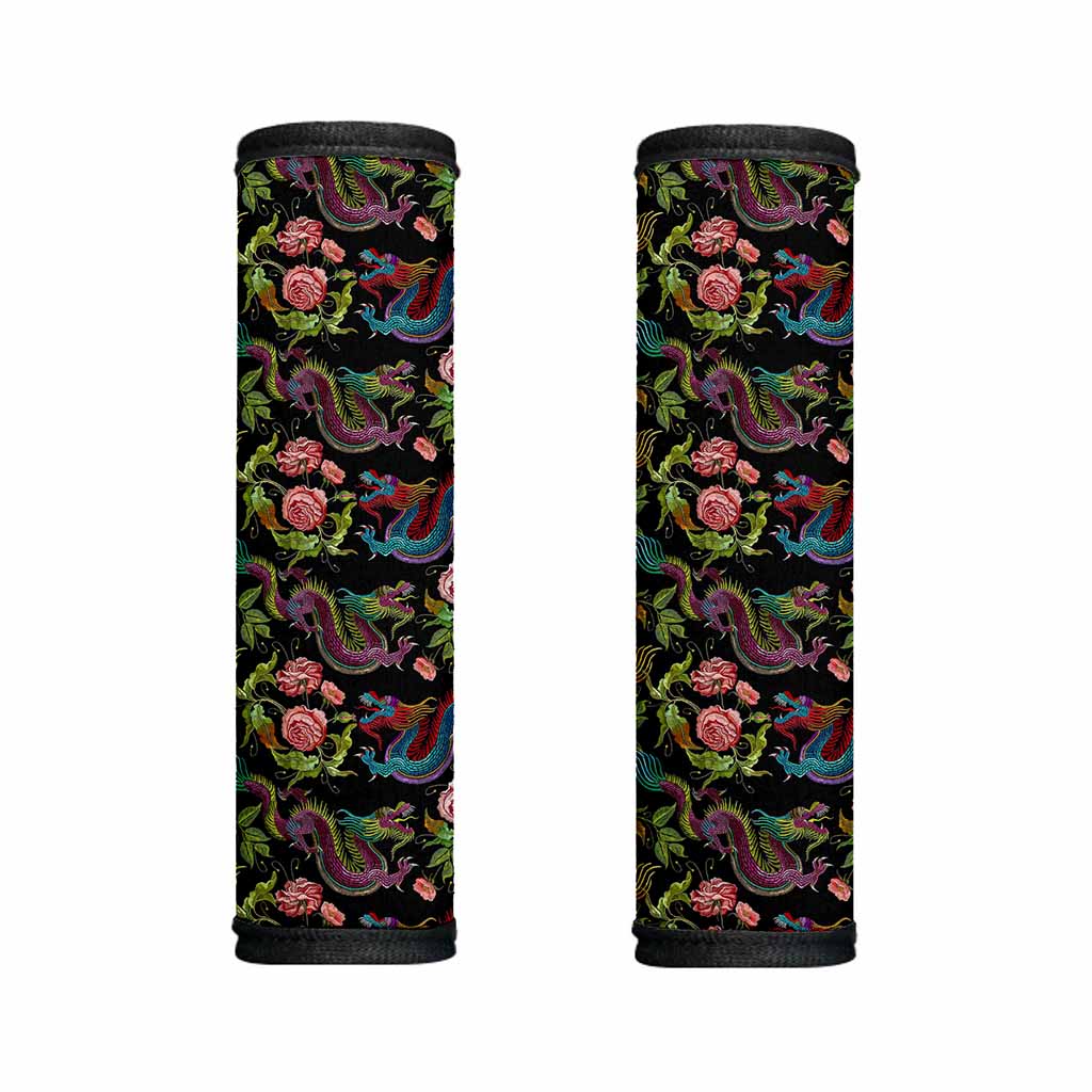Chinese Dragon Flower Pattern Print Handle Covers