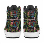Chinese Dragon Flower Pattern Print High Top Leather Sneakers