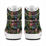 Chinese Dragon Flower Pattern Print High Top Leather Sneakers