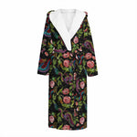 Chinese Dragon Flower Pattern Print Hooded Bathrobe