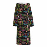 Chinese Dragon Flower Pattern Print Hooded Bathrobe