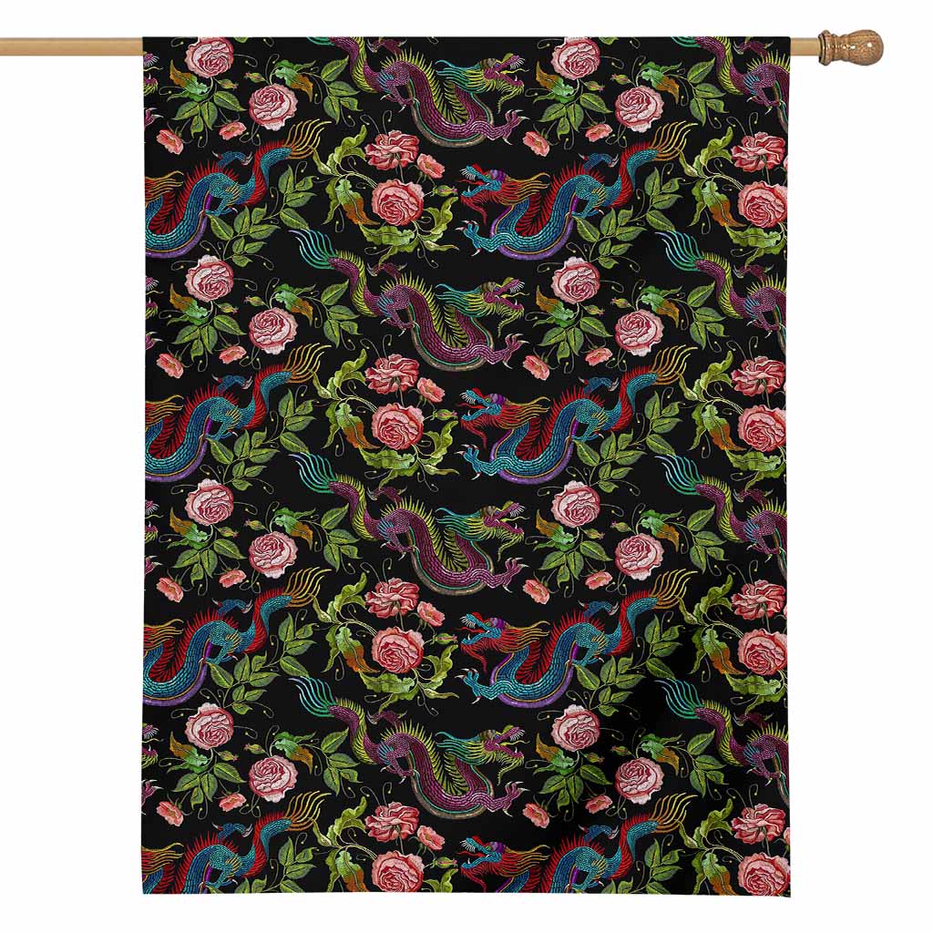 Chinese Dragon Flower Pattern Print House Flag