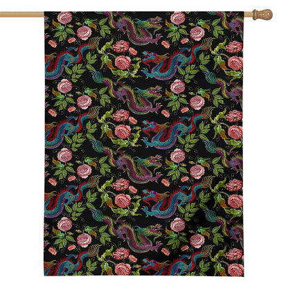 Chinese Dragon Flower Pattern Print House Flag