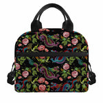 Chinese Dragon Flower Pattern Print Insulated Lunch Bag