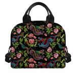 Chinese Dragon Flower Pattern Print Insulated Lunch Bag