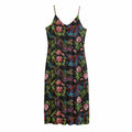 Chinese Dragon Flower Pattern Print Jersey Midi Cami Dress