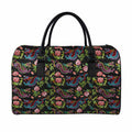 Chinese Dragon Flower Pattern Print Leather Duffel Bag