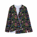 Chinese Dragon Flower Pattern Print Long Sleeve Short Coat
