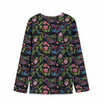 Chinese Dragon Flower Pattern Print Long Sleeve Short Coat