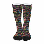 Chinese Dragon Flower Pattern Print Long Socks