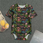 Chinese Dragon Flower Pattern Print Men's Bodysuit