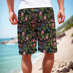 Chinese Dragon Flower Pattern Print Men's Cargo Shorts