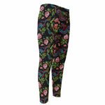 Chinese Dragon Flower Pattern Print Men's Compression Pants