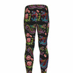 Chinese Dragon Flower Pattern Print Men's leggings