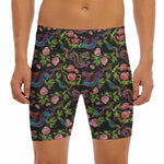 Chinese Dragon Flower Pattern Print Men's Long Boxer Briefs