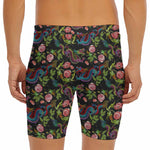 Chinese Dragon Flower Pattern Print Men's Long Boxer Briefs