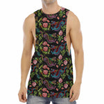 Chinese Dragon Flower Pattern Print Men's Muscle Tank Top