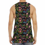 Chinese Dragon Flower Pattern Print Men's Muscle Tank Top
