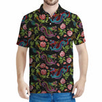 Chinese Dragon Flower Pattern Print Men's Polo Shirt