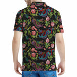 Chinese Dragon Flower Pattern Print Men's Polo Shirt