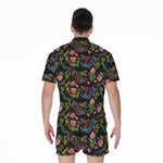 Chinese Dragon Flower Pattern Print Men's Rompers