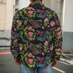 Chinese Dragon Flower Pattern Print Men's Shirt Jacket
