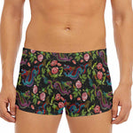 Chinese Dragon Flower Pattern Print Men's Short Boxer Briefs