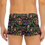 Chinese Dragon Flower Pattern Print Men's Short Boxer Briefs