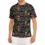Chinese Dragon Flower Pattern Print Men's Short Sleeve Rash Guard