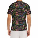 Chinese Dragon Flower Pattern Print Men's Short Sleeve Rash Guard
