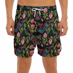 Chinese Dragon Flower Pattern Print Men's Split Running Shorts