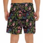 Chinese Dragon Flower Pattern Print Men's Split Running Shorts