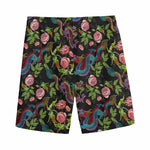 Chinese Dragon Flower Pattern Print Men's Sports Shorts