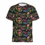 Chinese Dragon Flower Pattern Print Men's Sports T-Shirt