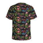 Chinese Dragon Flower Pattern Print Men's Sports T-Shirt