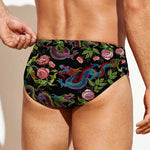 Chinese Dragon Flower Pattern Print Men's Swim Briefs