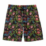 Chinese Dragon Flower Pattern Print Men's Swim Trunks