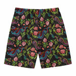 Chinese Dragon Flower Pattern Print Men's Swim Trunks