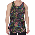 Chinese Dragon Flower Pattern Print Men's Velvet Tank Top