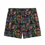 Chinese Dragon Flower Pattern Print Mesh Shorts