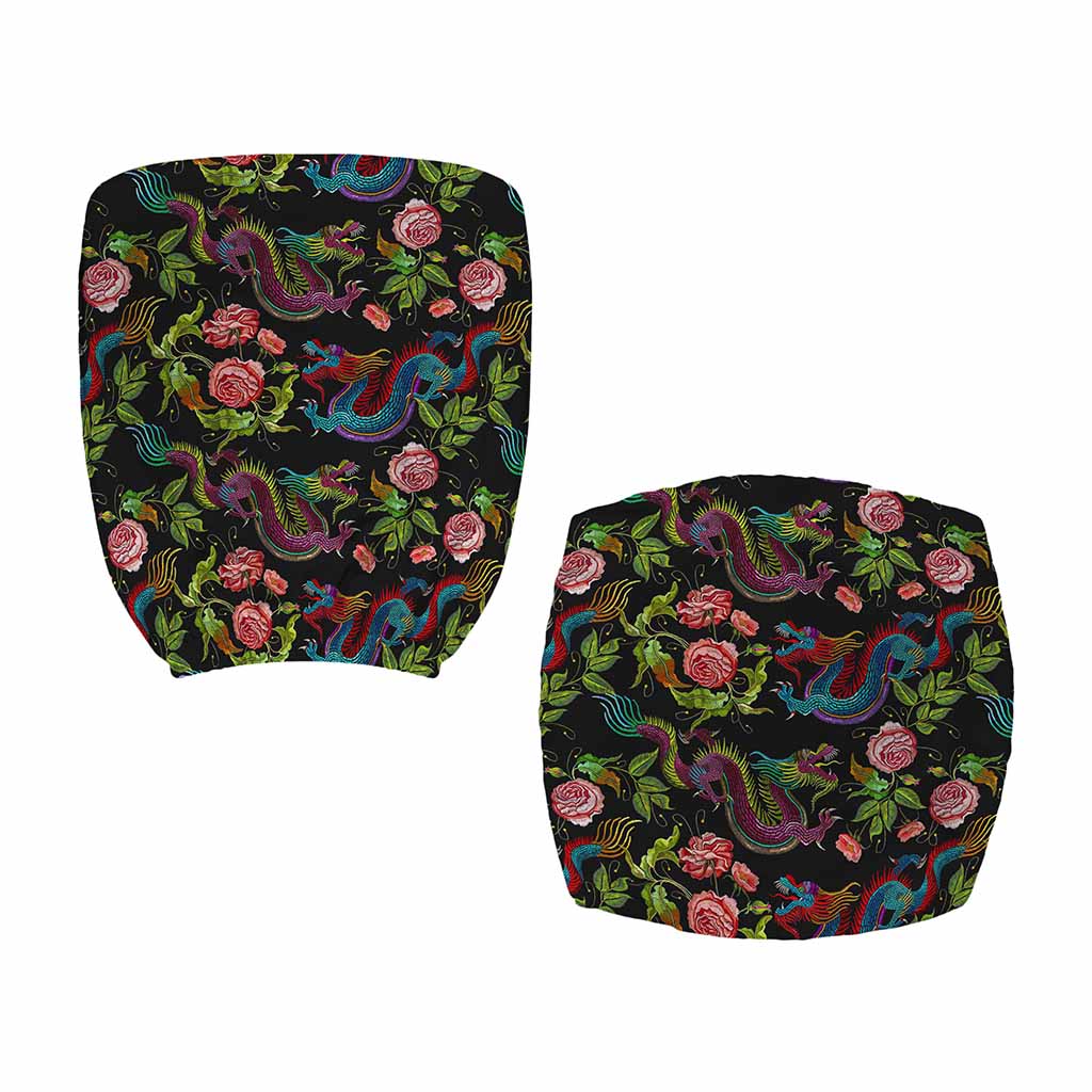 Chinese Dragon Flower Pattern Print Office Chair Cover
