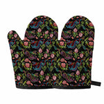 Chinese Dragon Flower Pattern Print Oven Mitts