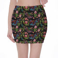 Chinese Dragon Flower Pattern Print Pencil Mini Skirt