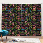 Chinese Dragon Flower Pattern Print Pencil Pleat Curtains