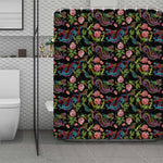 Chinese Dragon Flower Pattern Print Polyester Shower Curtain